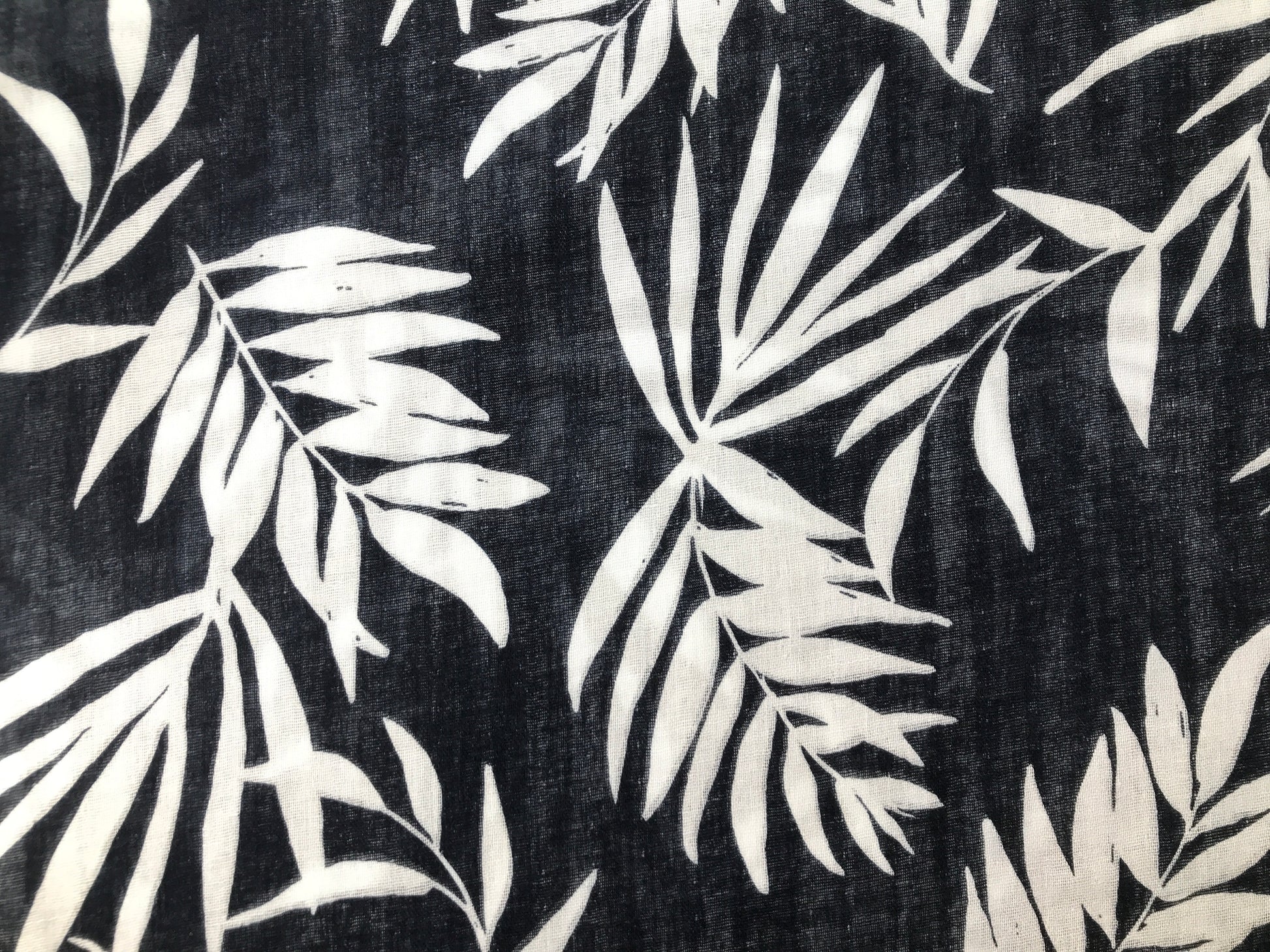 Cotton Double Gauze Tropical Leaf Print – White/Orange