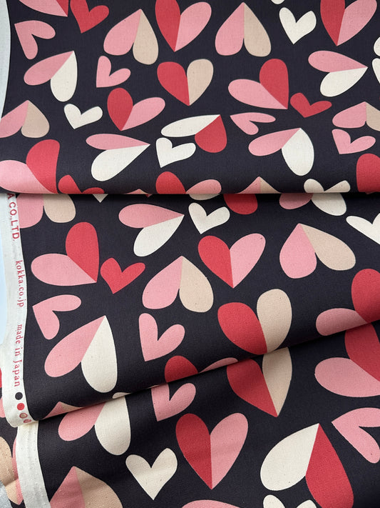 Kokka Cotton Oxford, Retro Charm Hearts – Creme
