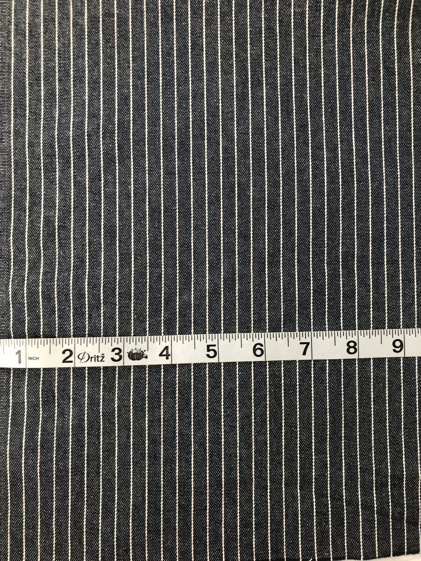 Japanese Denim, Cotton, Yarn Dyed 1/4” Stripe, 8 oz