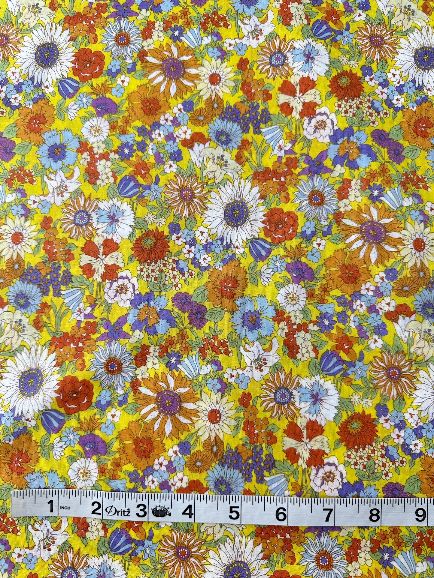 Kokka Cotton Lawn, Multicolor Floral - Yellow