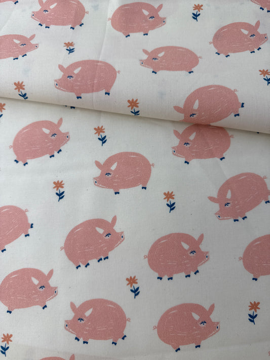 Birch Organic Cotton Poplin, Homestead - Oink!