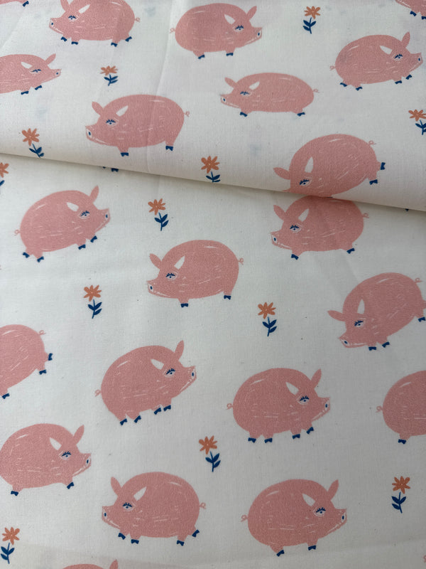 Birch Organic Cotton Poplin, Homestead - Oink!