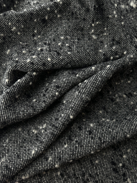 Designer Deadstock, Italian Wool Boucle, Black/Ivory