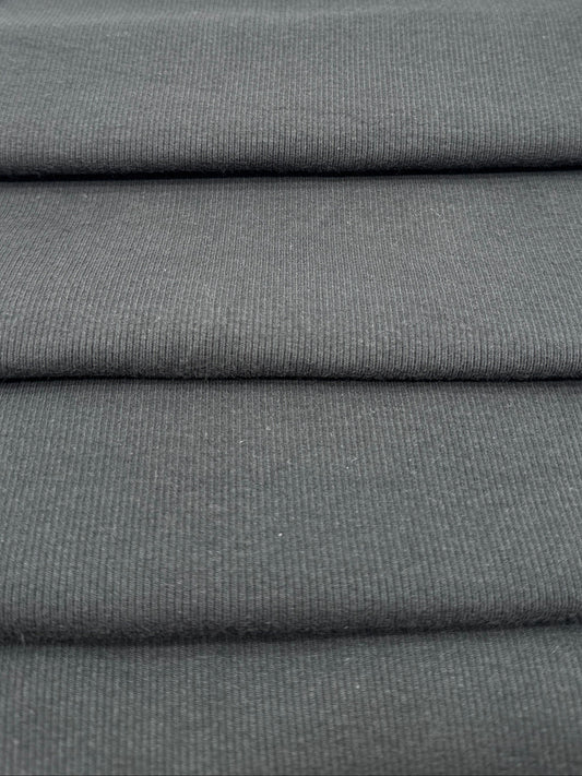 Black ribbed knit fabric 
