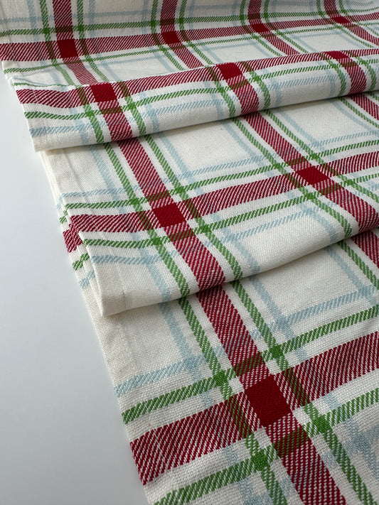 Cotton Toweling, Finished Sides – Ivory Plaid