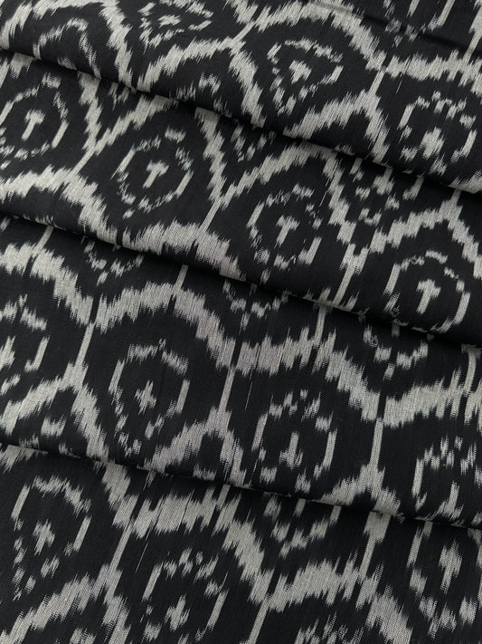 Handloom Ikat, Teardrop Faces, Black/White