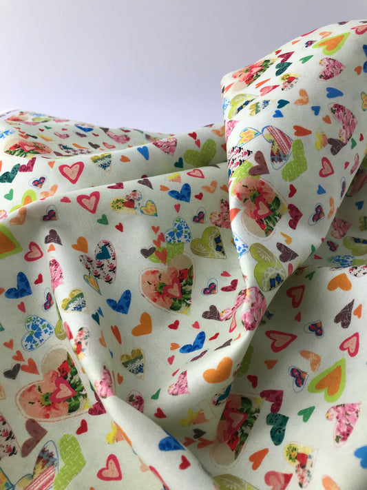 Cotton Sheeting, Hearts Light Sage