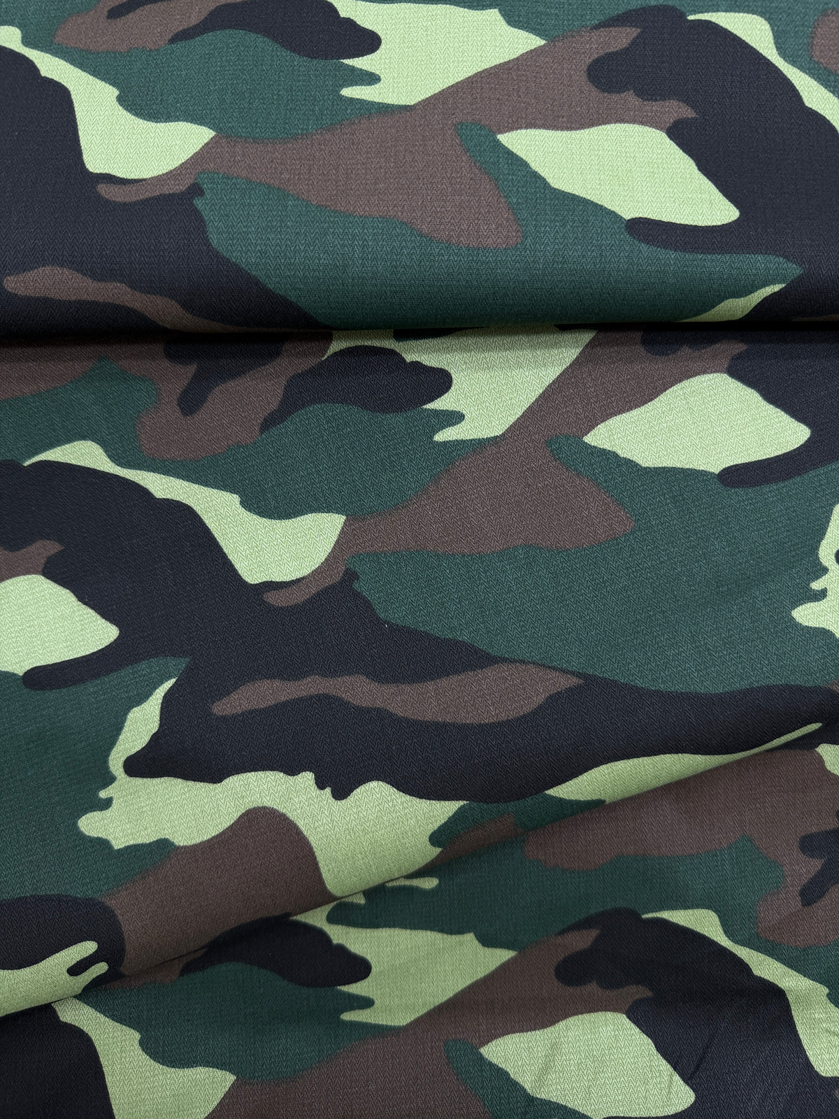 Cotton Micro Herringbone, Camouflage Print