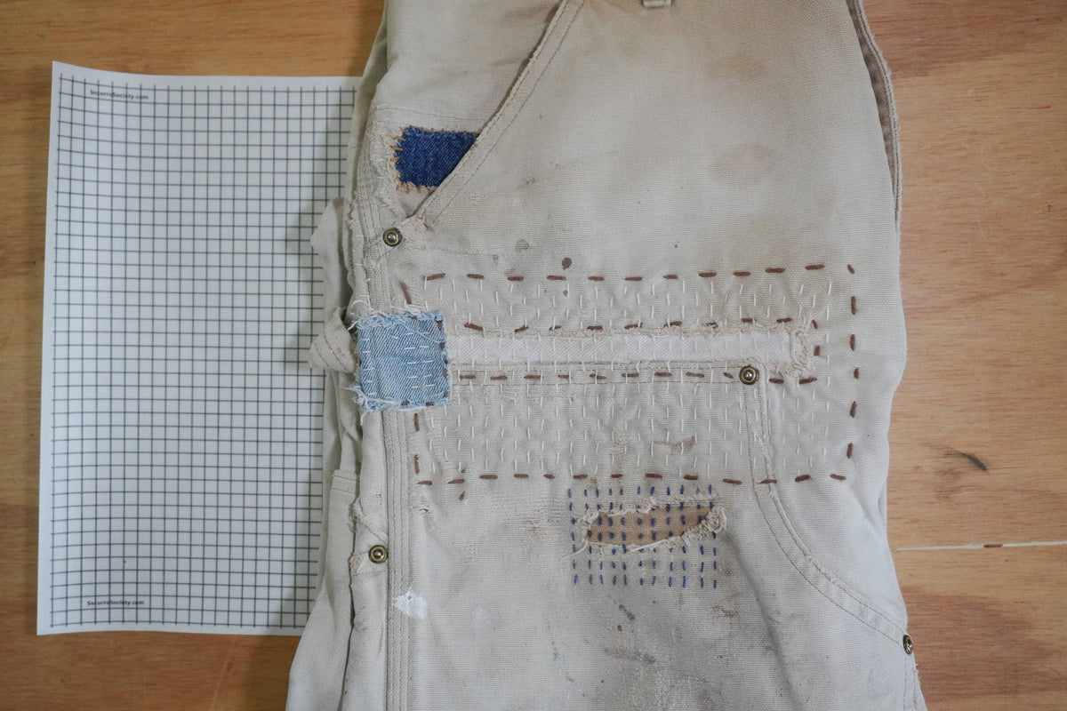 Visible Mending ¼” Grid Full Sheet Stick and Stitch Pattern