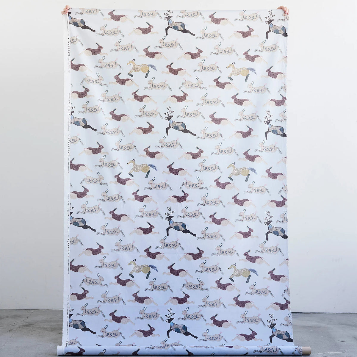 Kokka Fabrics Cotton Sheeting, Kari Ishikawa - Hopping