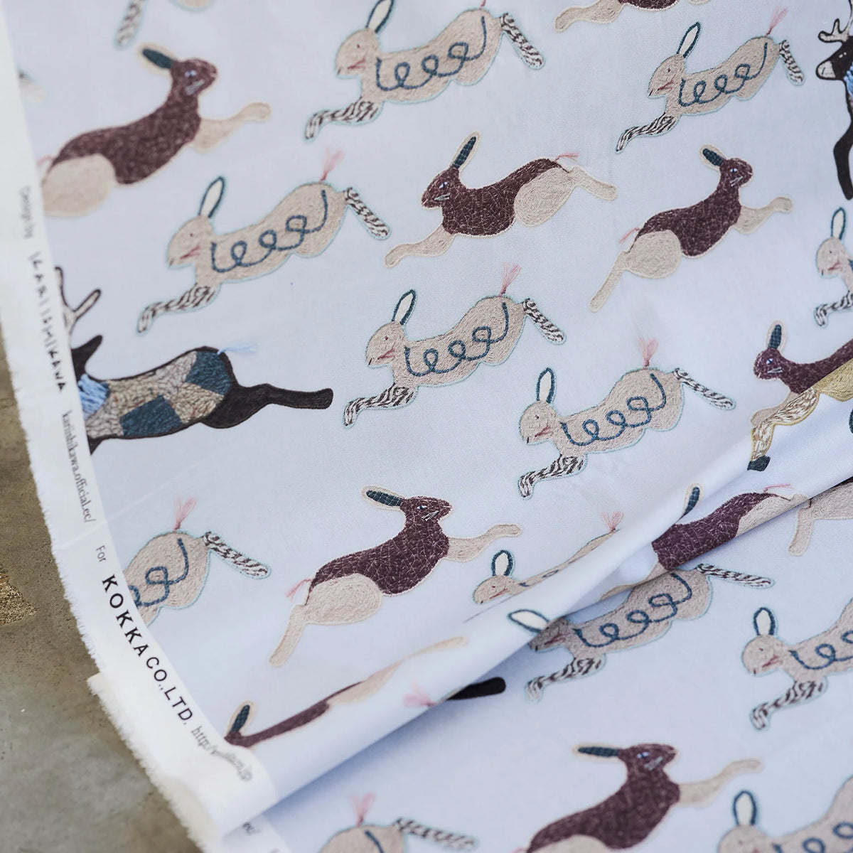 Kokka Fabrics Cotton Sheeting, Kari Ishikawa - Hopping