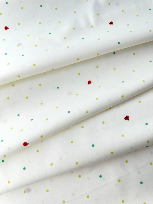 Japanese Cotton Poplin, Ladybug Print