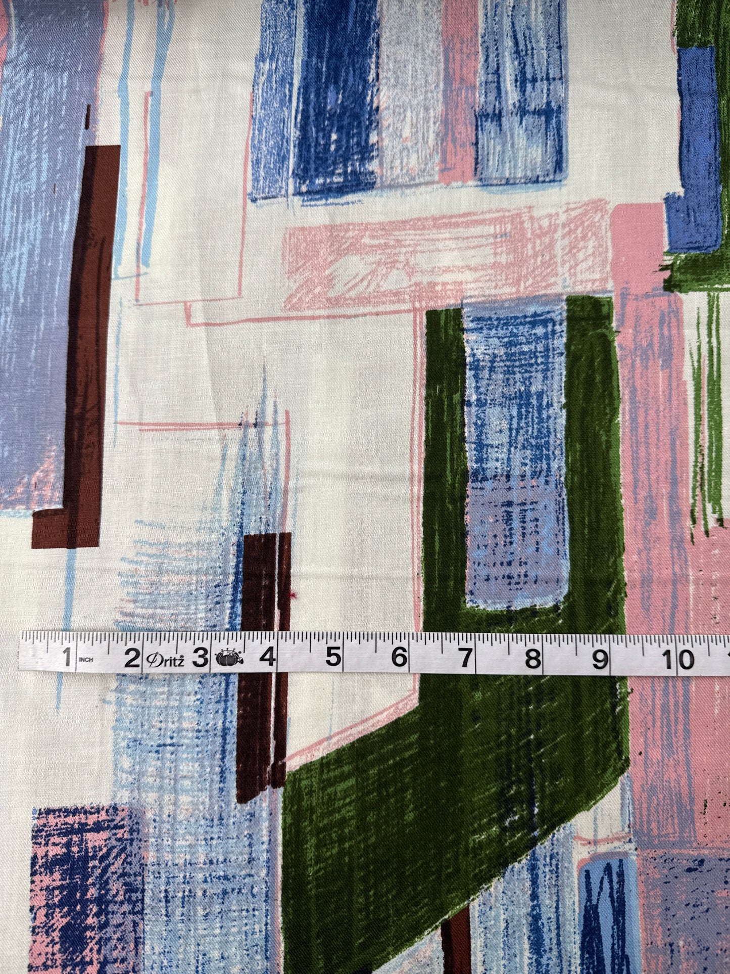 Japanese Cotton Twill, Abstract Print, Blue/Green