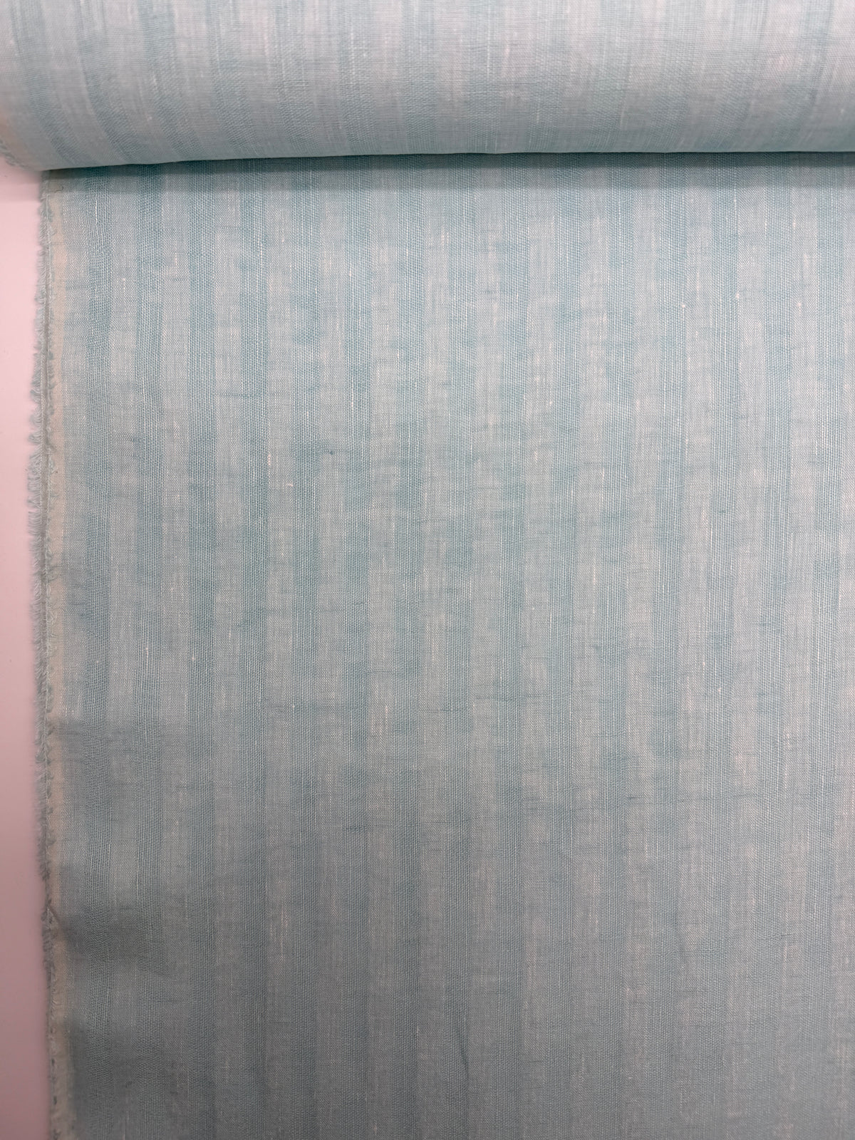 Linen Lawn Sheer Vertical Stripe - Pale Aqua