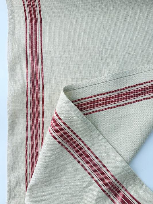 Cotton Toweling, Finished Sides – Yarn Dye Stripe, Red