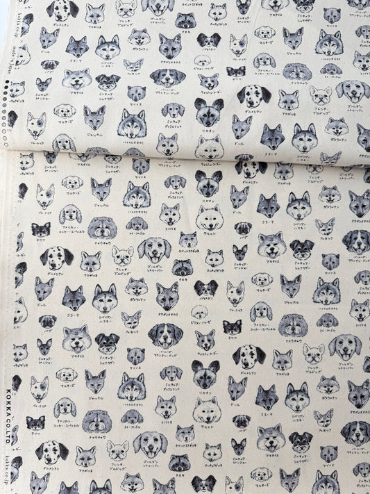 Kokka Cotton Oxford, Illustrated Book - Dog Family