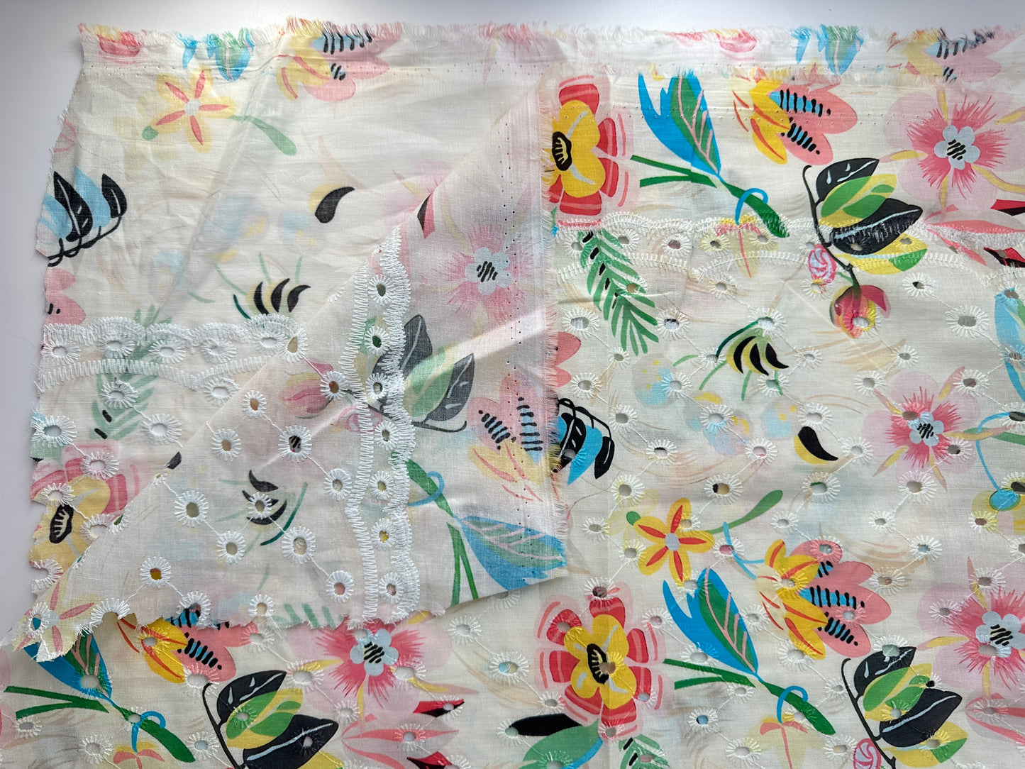 Cotton Lawn Eyelet Digital Print, Pop Floral, 3.1 oz
