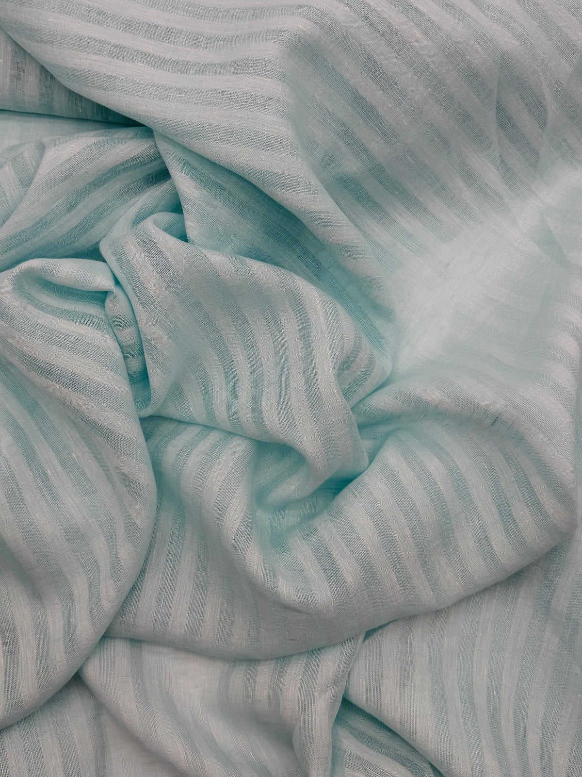 Linen Lawn Sheer Vertical Stripe - Pale Aqua