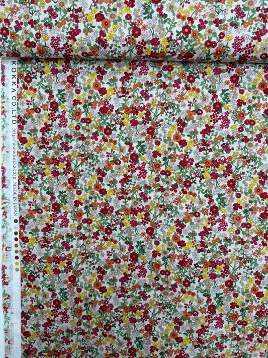 Kokka Cotton Lawn, Happy Floral - Ivory