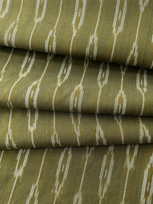 Handloom Ikat, Thick/Thin Stripes, Olive