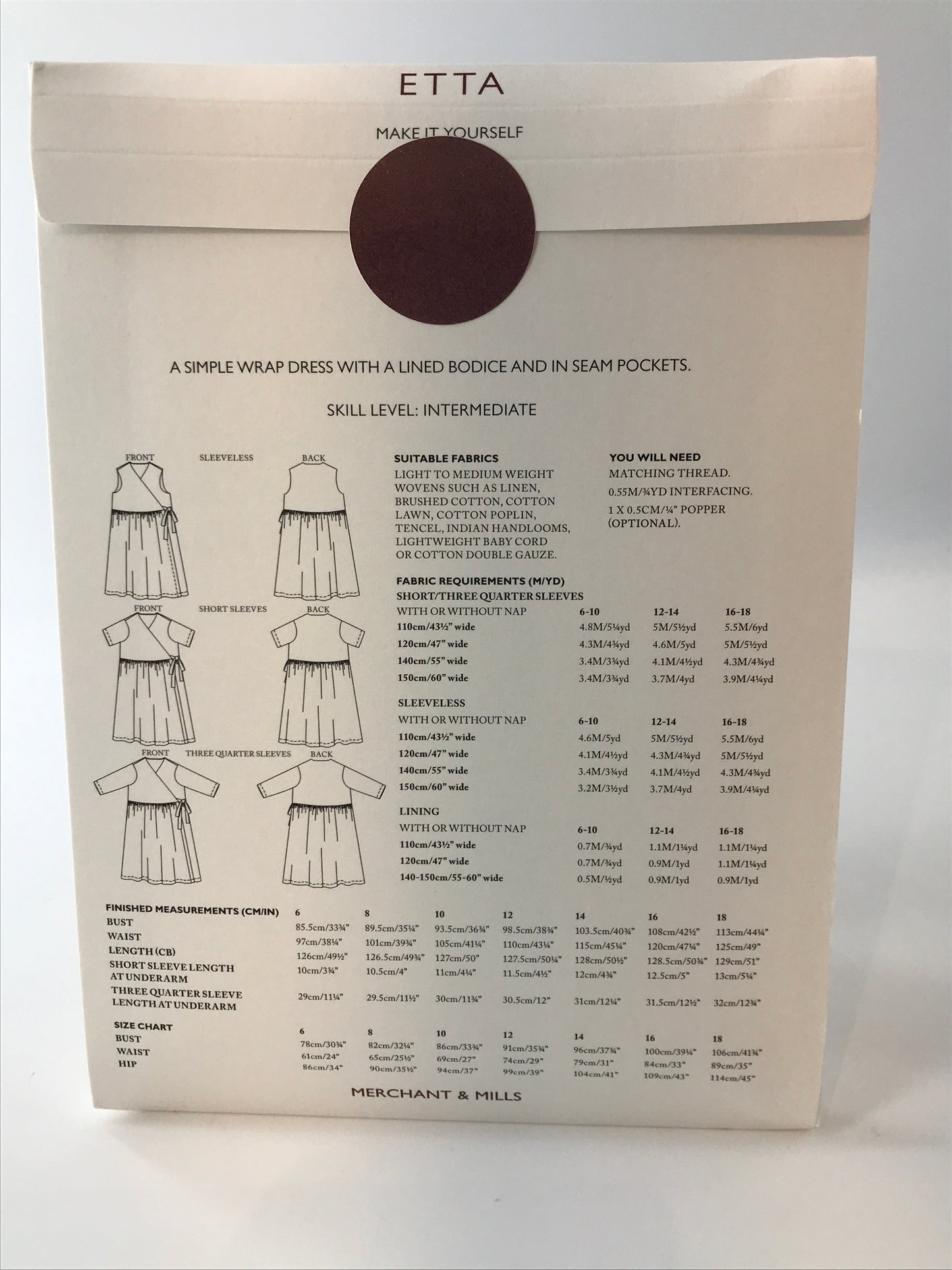 Merchant & Mills, Etta Dress, UK Size 6-18