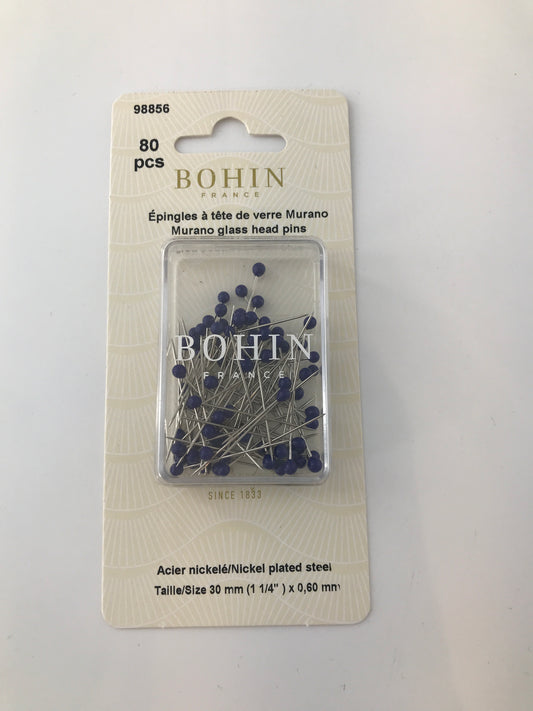 Pins, Bohin Glass Head, Size 20, 1 1/4"