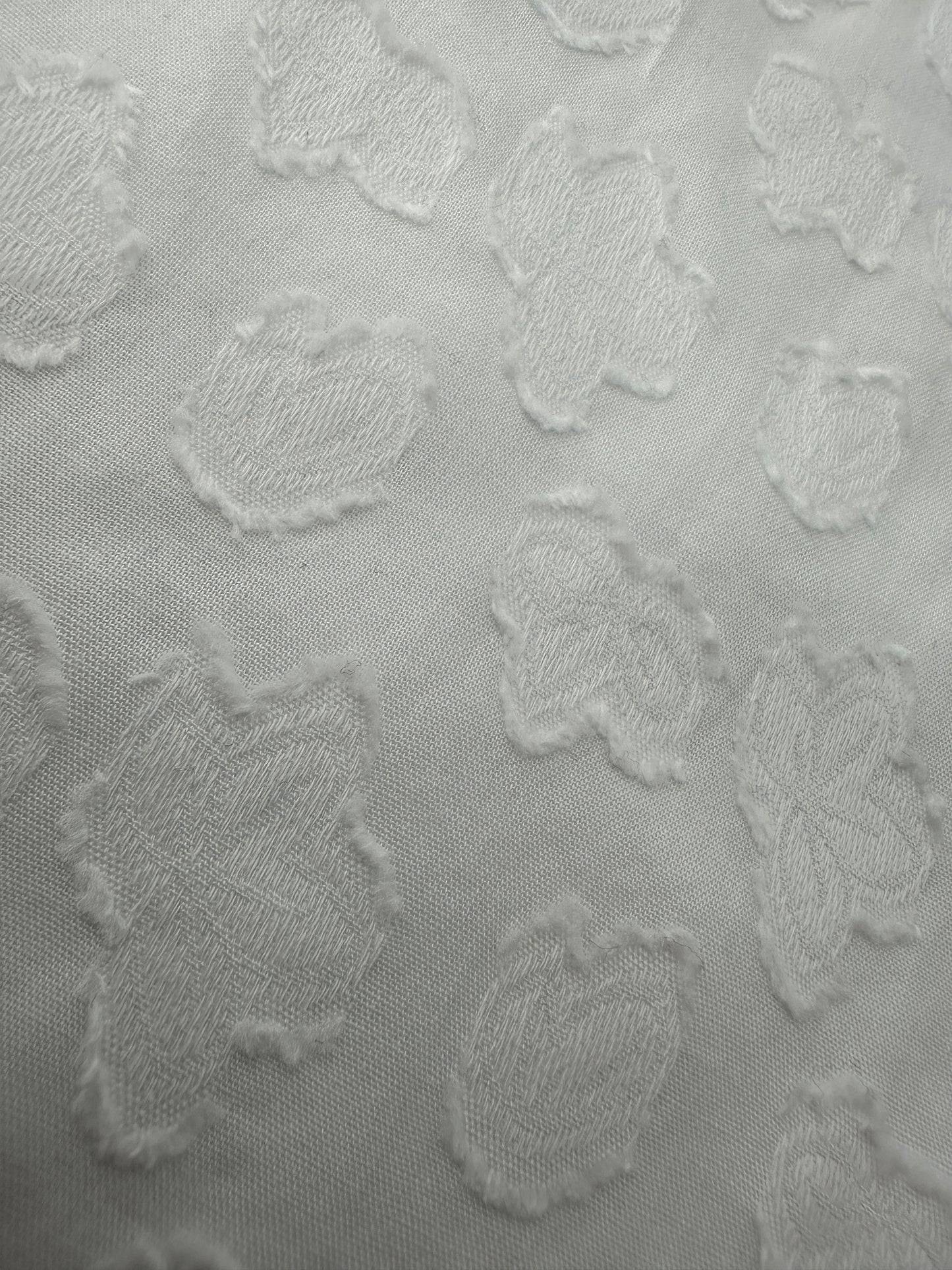 Cotton Lawn, Clip Dot, Amoeba Shapes, White