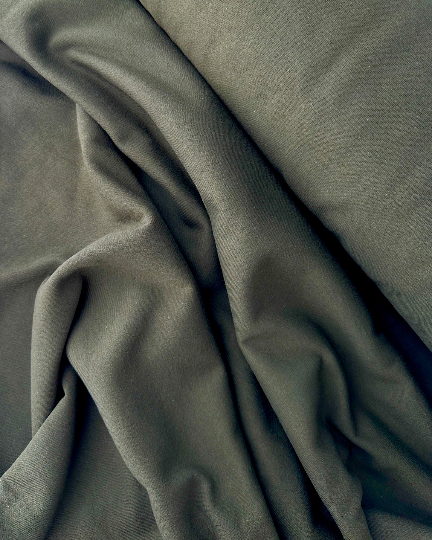 Cotton Blend Sweatshirt Fleece, Olive, 300 gsm