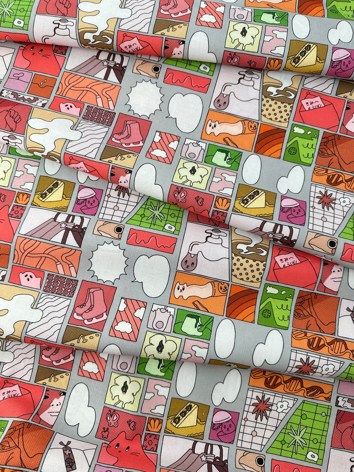 Japanese Cotton Sheeting, Digital Print - Cat/Ghost