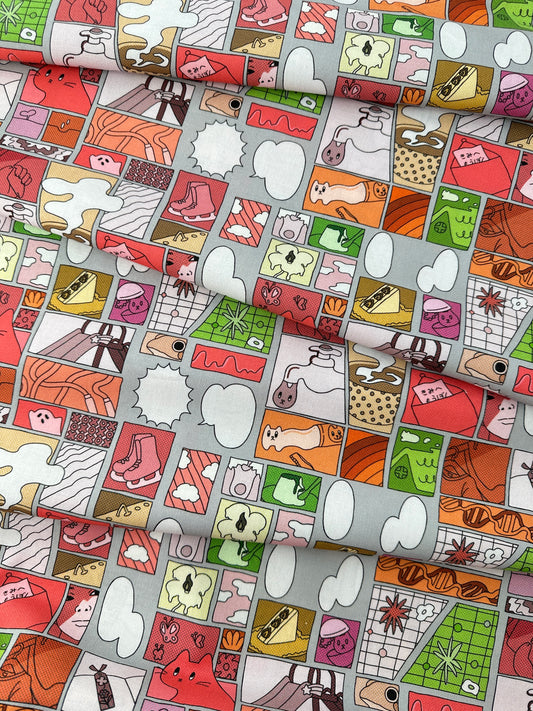 Japanese Cotton Sheeting, Digital Print - Cat/Ghost