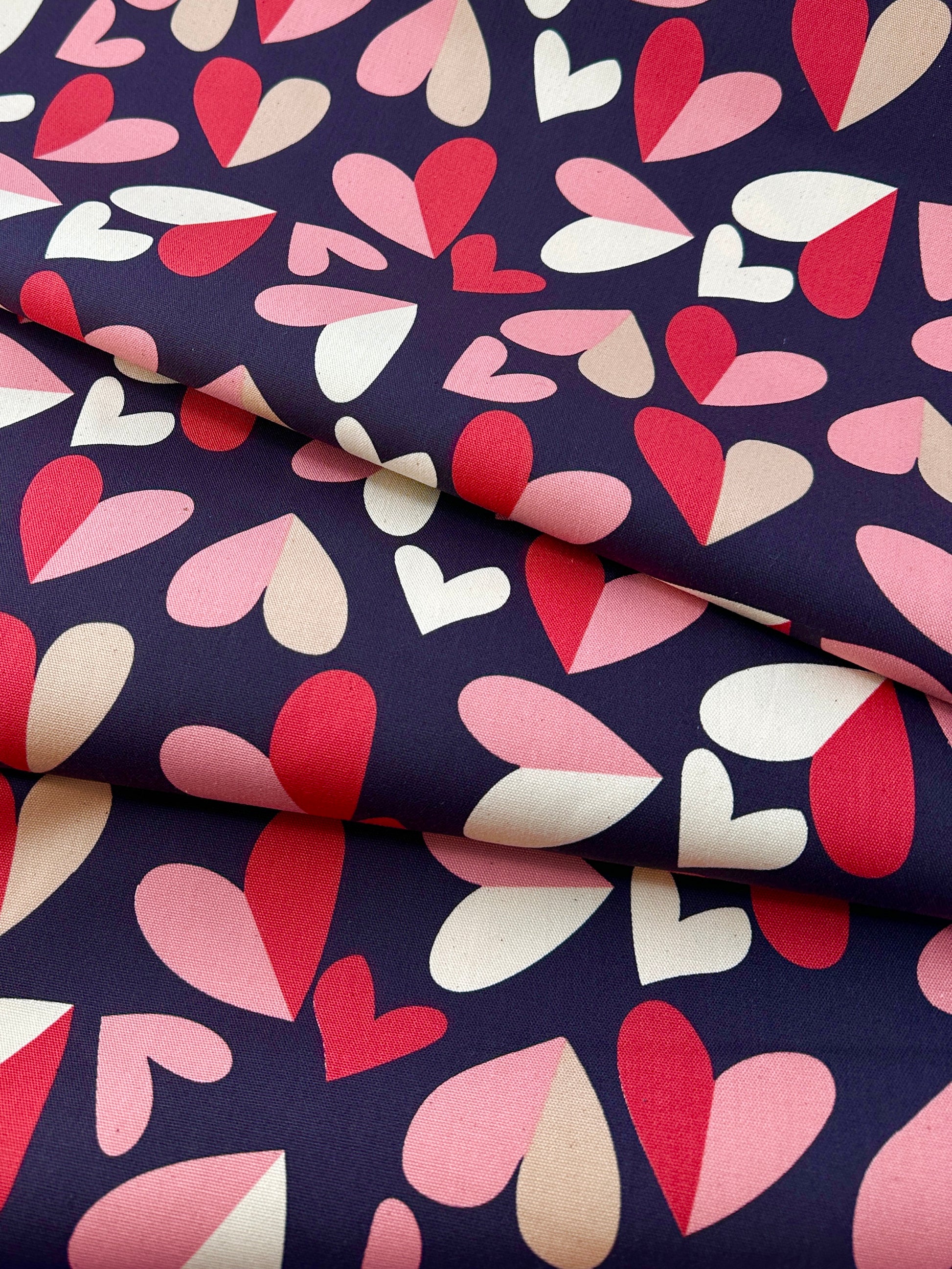 Kokka Cotton Oxford, Retro Charm Hearts – Creme