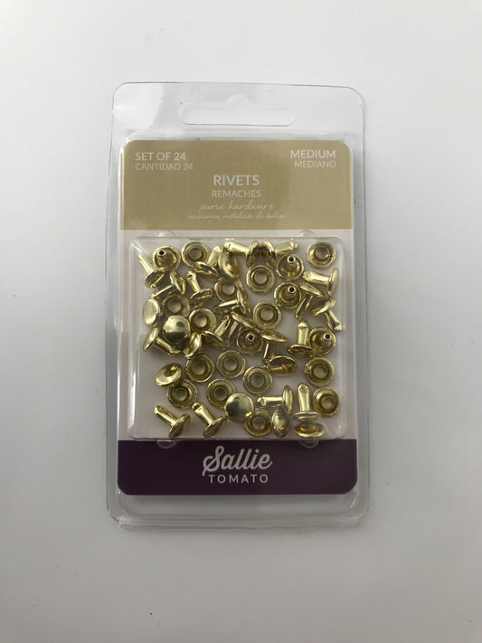 Rivets, 8mm, Yellow Gold, 24 sets