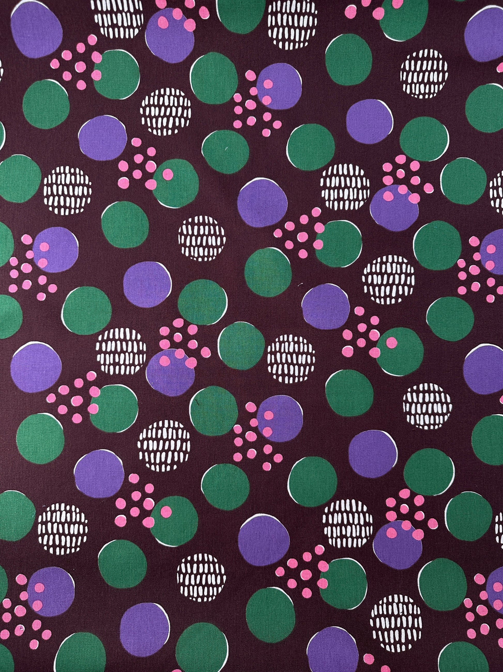 Kokka Fabrics, Canvas/Duck, Art Geome – Burgundy