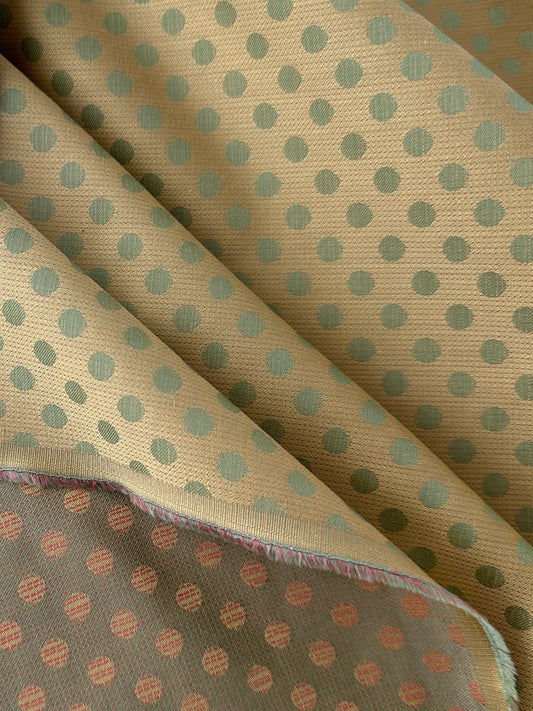 Cotton Shirting, Jacquard Polka Dot, Gold/Lime