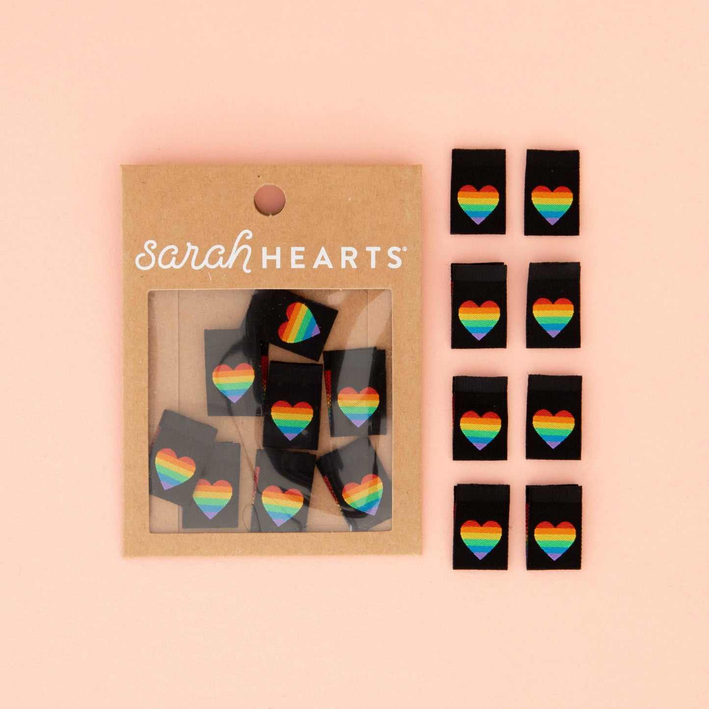 Sarah Hearts Labels, Pride Rainbow Heart