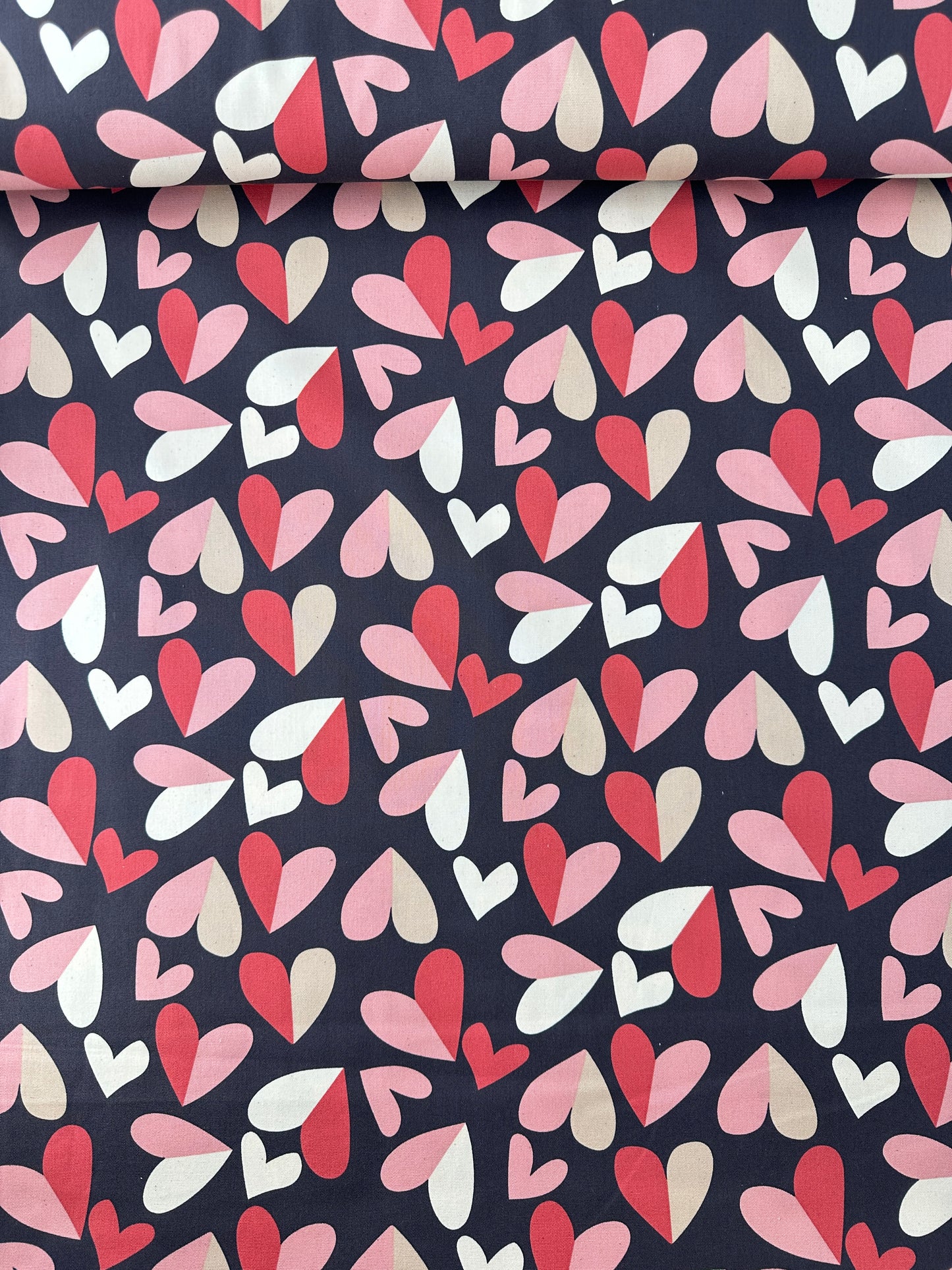 Kokka Cotton Oxford, Retro Charm Hearts – Creme