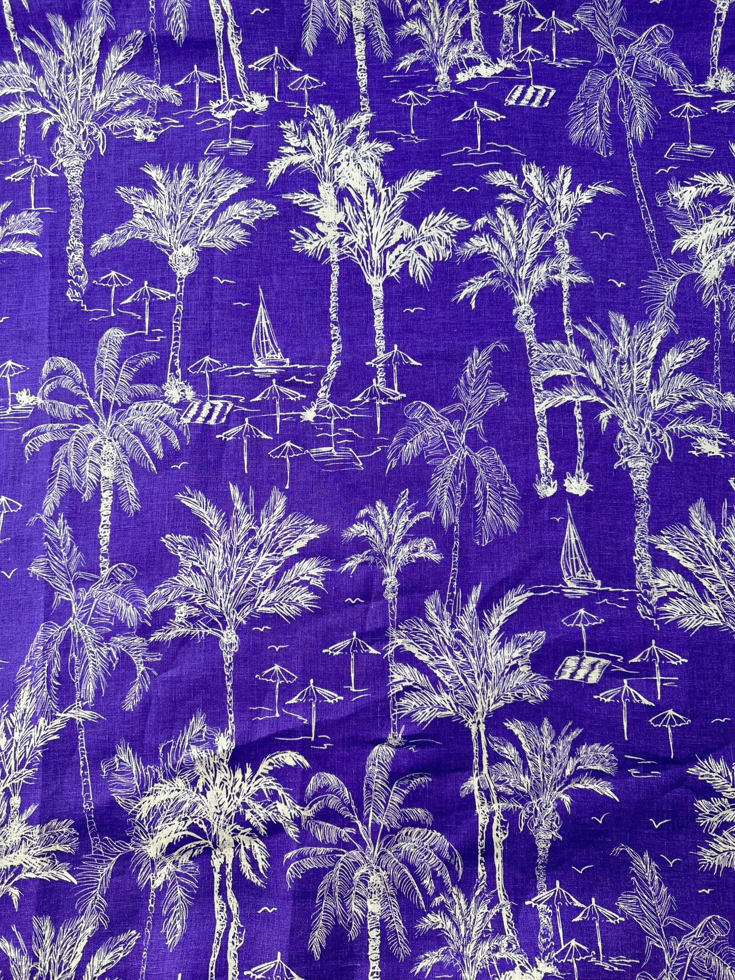 Italian Linen, Coastal Vibes Print, Purple/White