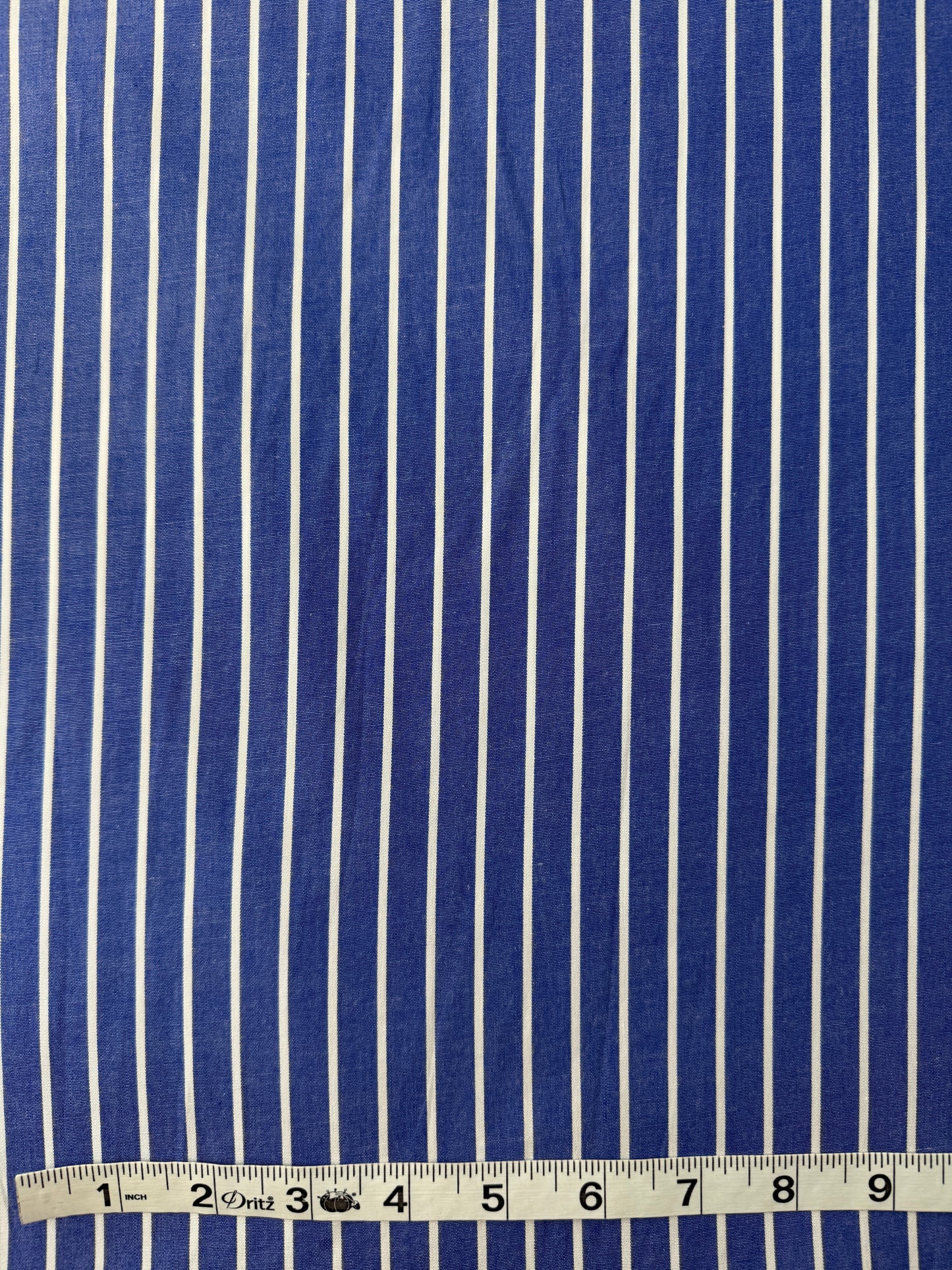 Cotton Shirting, Bright Blue Stripe