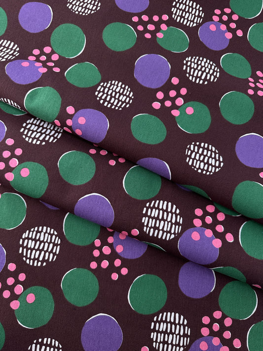 Kokka Fabrics, Canvas/Duck, Art Geome – Burgundy