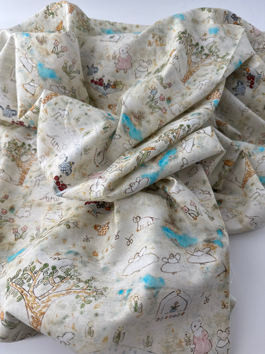 Japanese Cotton Sheeting, Bear/Cub/Angel