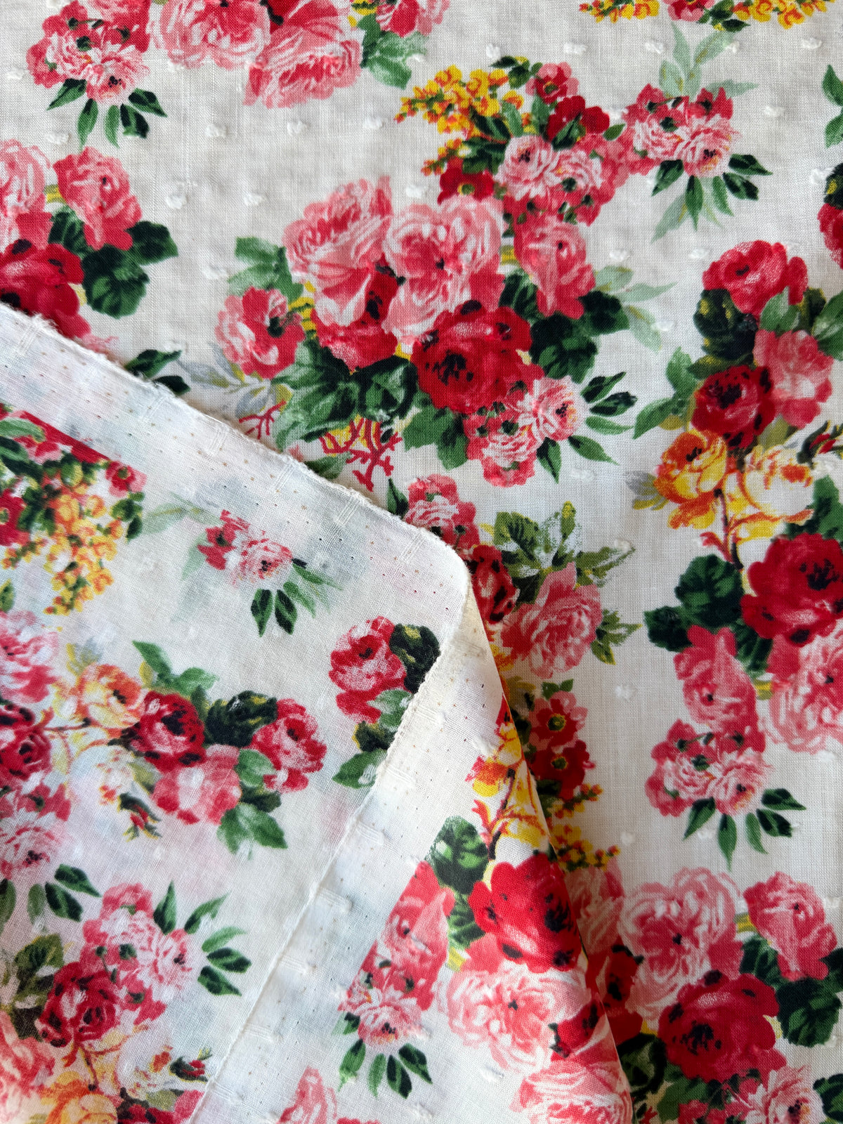 Cotton Lawn, Swiss-dot Floral