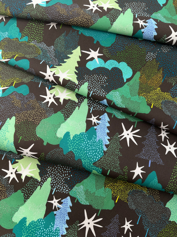 Japanese Cotton, Sheeting, Trees – Dark Brown