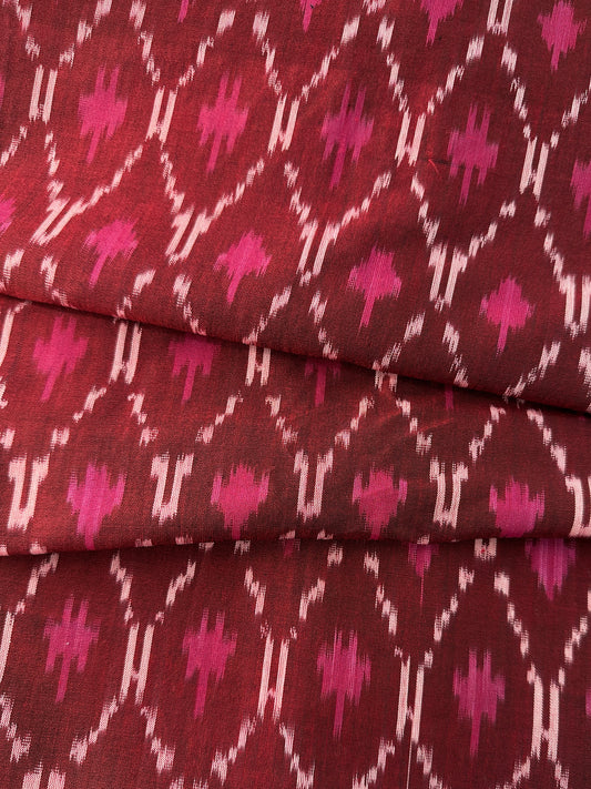 Handloom Ikat, Diamond Lattice, Burgundy/Raspberry