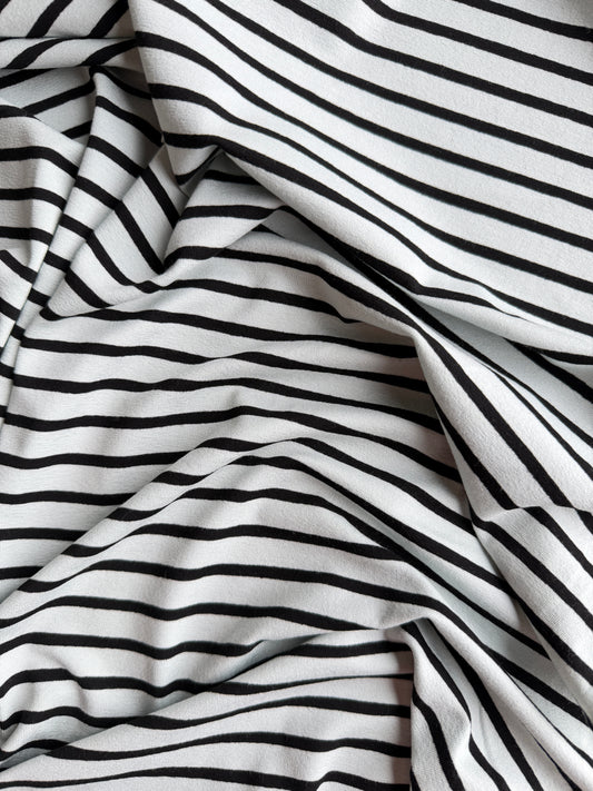 Rayon/Spandex Single Jersey,  Yarn Dye Stripe - Pale Blue/Black, 227 gsm