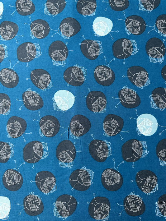 Cotton Sheeting, Bug A Dot, Dark Blue