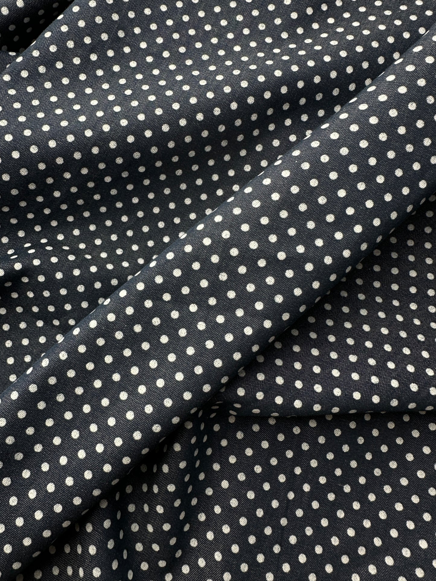 Chambray, Cotton, Indigo Mini Dots