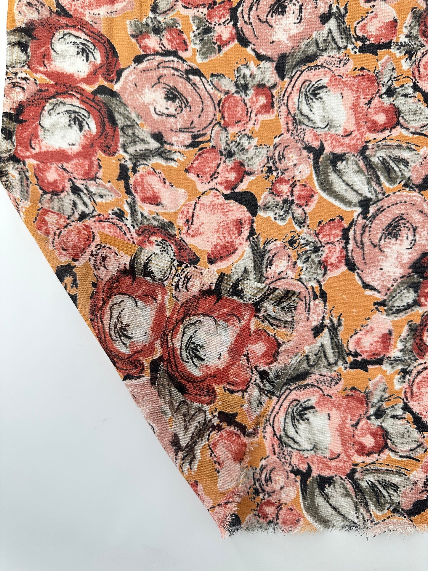 Rayon Chiffon Print, Floral, Peach