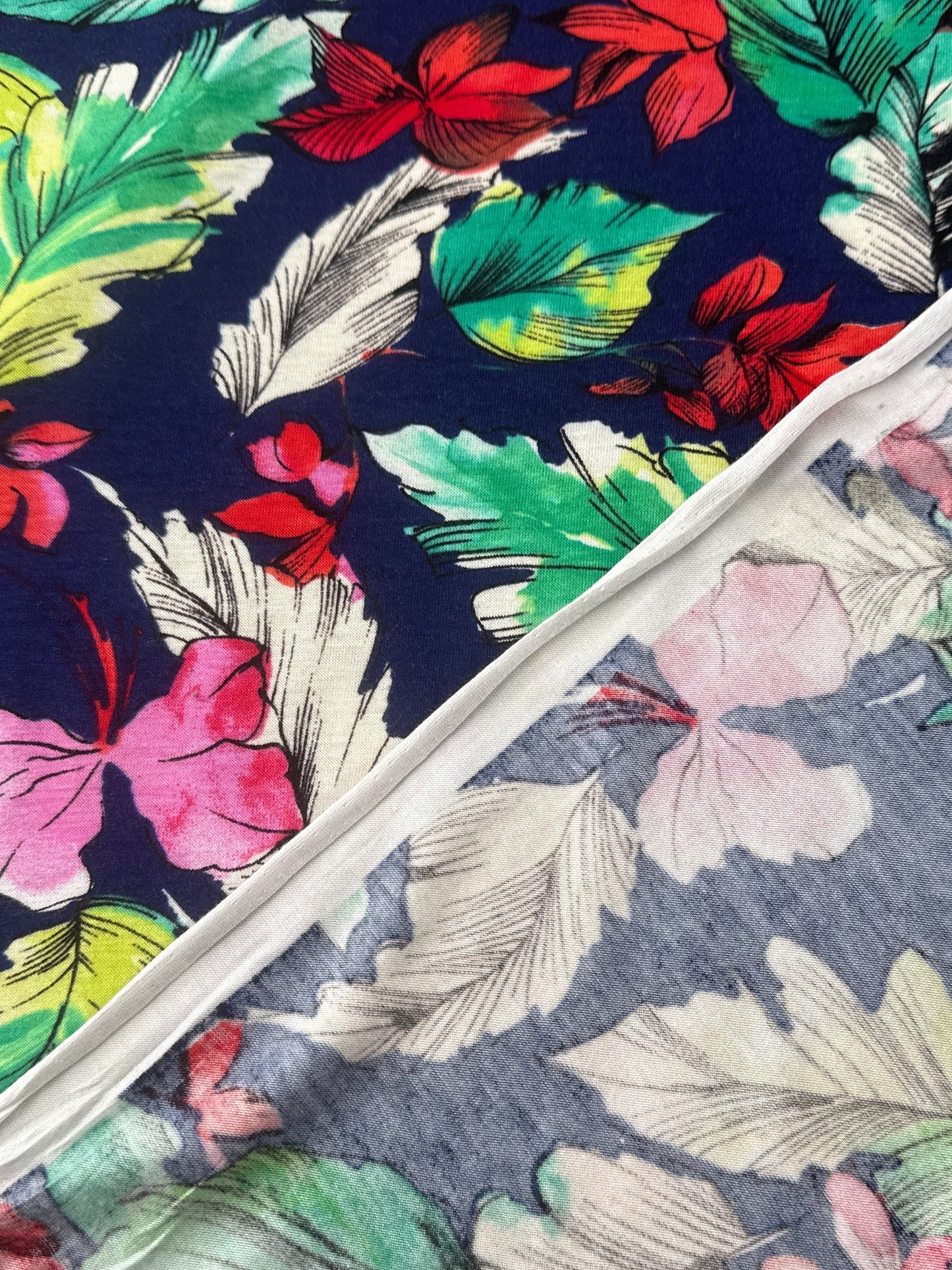 Designer Deadstock Rayon Spandex Jersey, Big Bright Floral, 150 gsm