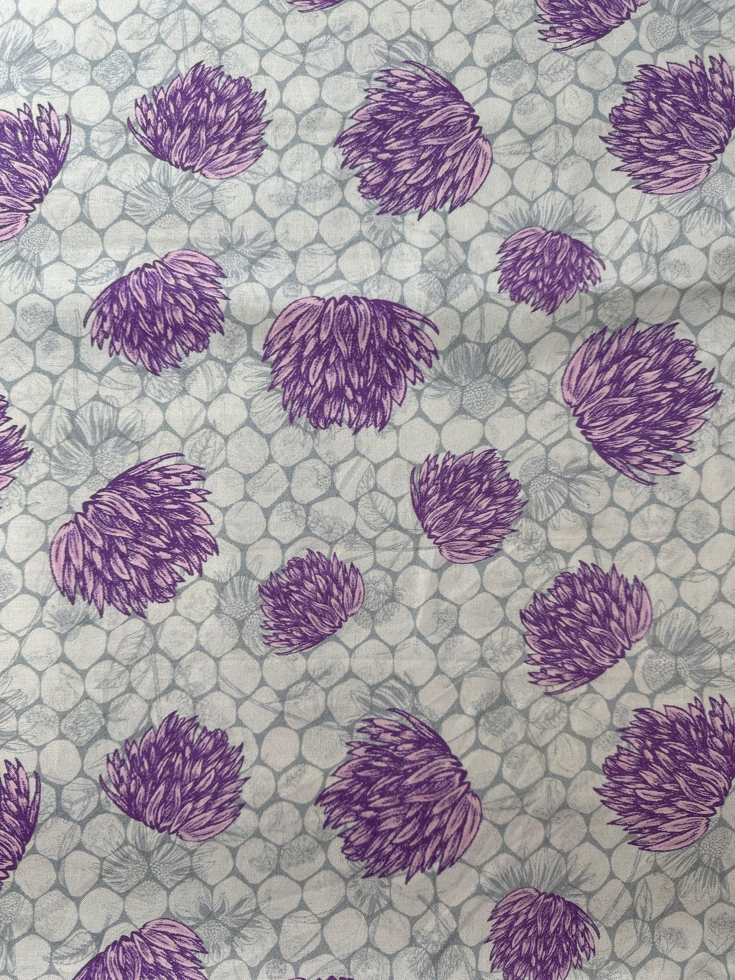 Cotton Sheeting, Clover Dot, Grey