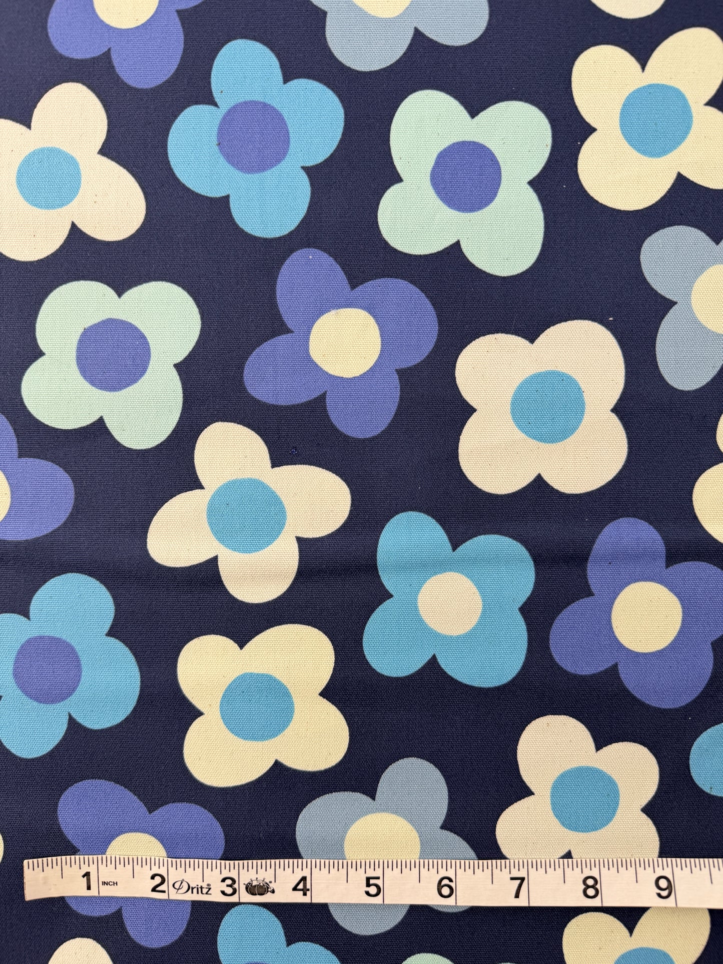 Kokka Cotton Oxford, Retro Charm Flowers - Blue
